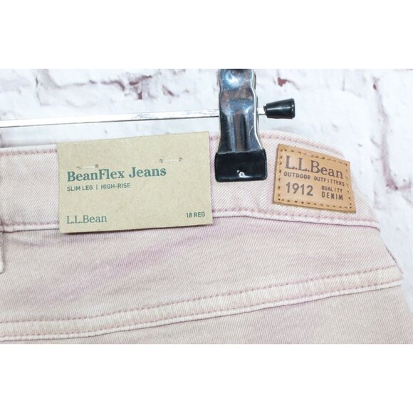 LL Bean BeanFlex Jeans High Rise Slim Leg Ankle Stretch Rose Shadow 18 - Picture 12 of 13